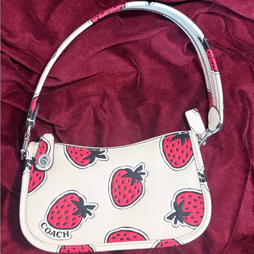 Coach Cream and Red Strawberry Shoulder Bag